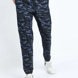 KETCH Men Blue Camouflage Printed Joggers Trousers-image-6