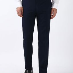 Peter England Men Checked Slim Fit Mid-Rise Formal Trousers-image-69