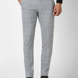 Peter England Men Checked Slim Fit Trousers-image-36