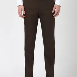 Peter England Men Textured Slim Fit Trousers-image-37