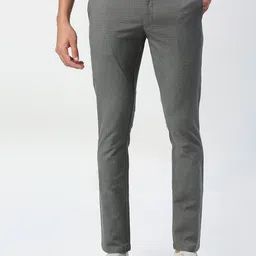Basics Men Checked Tapered Fit Mid-Rise Plain Cotton Trousers-image-17