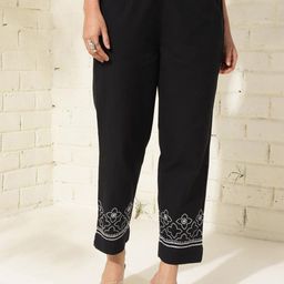 Fabindia Women Embroidered Mid-Rise Regular Fit Trousers-picture-19