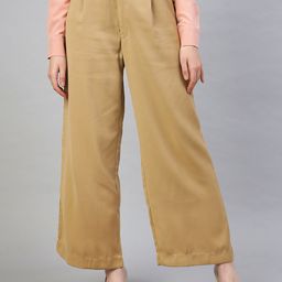 FITHUB Women Smart Loose Fit High-Rise Pleated Cotton Parallel Trouser-image-23