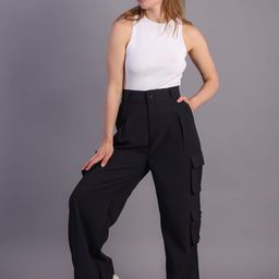 HIGH BUY Women Relaxed Loose Fit High-Rise Pleated Cargos-image-65