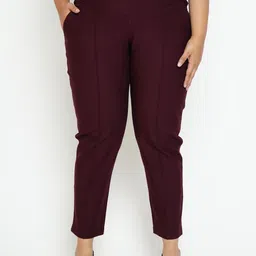 Amydus Women Plus Size Straight Fit High-Rise Trousers-image-56
