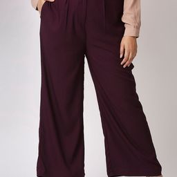 20Dresses Women Plus Size Maroon High-Rise Pleated Trousers-image-77
