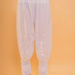 HOUSE OF KARI Women Mid-Rise Floral Embroidered Chikankari Cotton Ethnic Trouser-picture-42