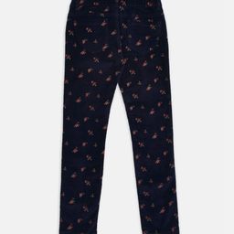 Pantaloons Junior Girls Navy Blue & Pink Floral Printed Jeans-picture-3