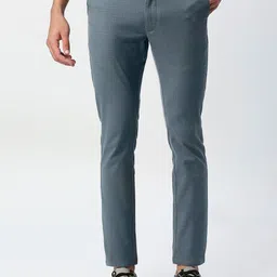 Basics Men Mid Rise Checked Skinny Fit Cotton Chinos Trousers-image-43