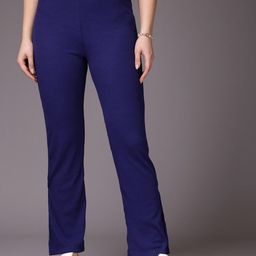 Freehand by The Indian Garage Co Women Flared Cotton Chinos Trousers-picture-21