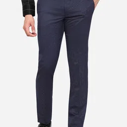 JB STUDIO Men Navy Blue Slim Fit Formal Trousers-image-81