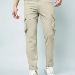 STUDIO NEXX Men Relaxed Straight Leg Cargos Trousers-image-93