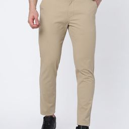 MERCHANT MARINE Men Beige Chinos Tailored Fit Stretchable Trousers-image-15