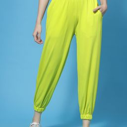 Athena Women Green Smart Loose Fit Easy Wash Joggers Trouser-image-35