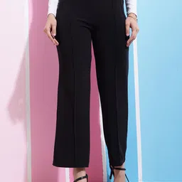 SQew Women Mid-Rise Bootcut Trousers-image-16