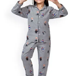 BAESD Girls Striped Pure Cotton Night Suit With Trousers-picture-24