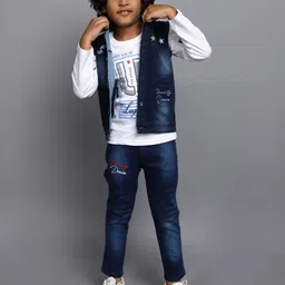 V-Mart Boys Printed T-shirt & Trouser With Jacket-image-78