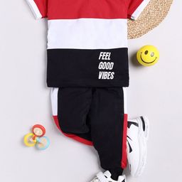 carrydreams Boys Colourblocked Pure Cotton T-shirt with Joggers-image-98