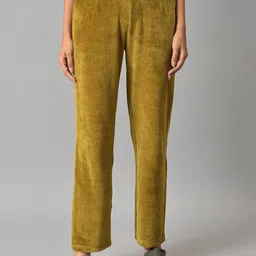 elleven Women Green Cotton Solid Parallel Trousers-image-15