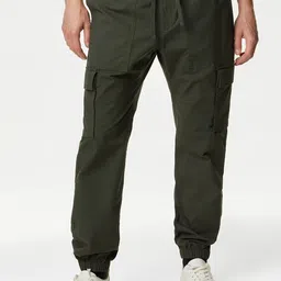 Marks & Spencer Men Mid-Rise Regular Fit Cargo Joggers-image-97