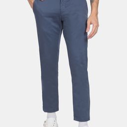 Flying Machine Men Blue Cotton Slim Fit Trousers-image-90