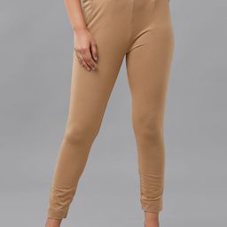 De Moza Women Beige Pencil Slim Fit Cotton Cigarette Trousers-picture-45