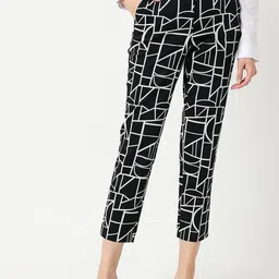 Marks & Spencer Women Printed Cotton High-Rise Trousers-image-61