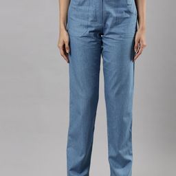 Femmora Women Relaxed Flat-Front High-Rise Trousers-image-69