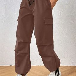 BROADSTAR Women Loose Fit Parachute Trousers-image-88
