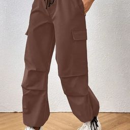 BROADSTAR Women Solid Baggy Fit Parachute Trousers-image-80