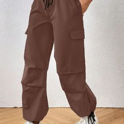 BROADSTAR Women Loose Fit Parachute Trousers-image-67