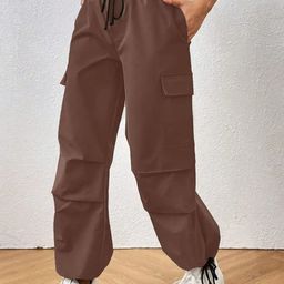 BROADSTAR Women Smart Baggy Fit Parachute Trousers-image-75