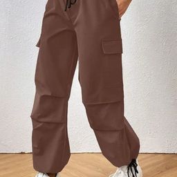 BROADSTAR Women Smart Baggy Fit Parachute Trousers-image-76