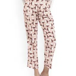 RAREISM Women Geometric Printed Tapered Fit Cotton High-Rise Trousers-image-60