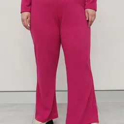 CURVY STREET Women Relaxed Straight Fit High-Rise Parallel Trousers-image-69