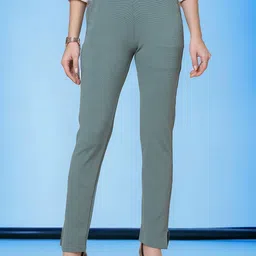 FITHUB Women Skinny Fit High-Rise Cotton Formal Trousers-image-52