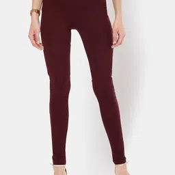 I Love She Women Maroon Relaxed Skinny Fit High-Rise Trousers-image-80
