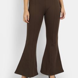 Next One Women Olive Green Flared High-Rise Trousers-image-35