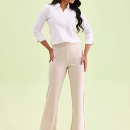 Go Colors Women Flared High-Rise Bootcut Trousers Trousers-image-42