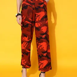 STREET 9 Women Orange Conversational Trousers-image-10