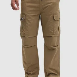 Snitch Men Brown Smart Slim Fit Regular Fit Cargo Trousers-image-19
