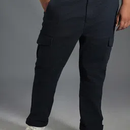 Freeform by High Star Men Straight Mid-Rise Plain Cotton Straight Fit Cargos Trousers-image-26