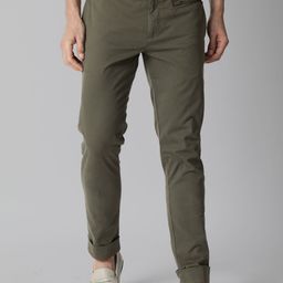 RARE RABBIT Men Olive Green Slim Fit Chinos Trousers-picture-47