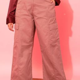 CURVY STREET Women Plus Size Pink Relaxed Straight Leg Pure Cotton Trousers-picture-16