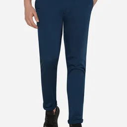 JADE BLUE Men Blue Slim Fit Casual Trousers-picture-11