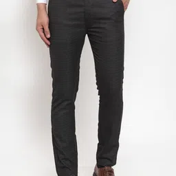 JAINISH Men Black Smart Tapered Fit Formal Trousers-image-13