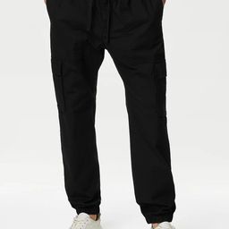 Marks & Spencer Men Mid-Rise Regular Fit Cargo Joggers-image-56