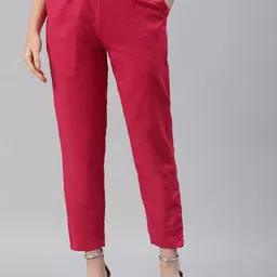 NeshamaKurti Women Pleated Cotton Regular Fit Trouser-image-81