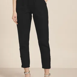 Jaipur Kurti Women Black Pleated Trousers-17