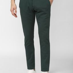 Peter England Casuals Men Green Skinny Fit Solid Trousers-picture-19
